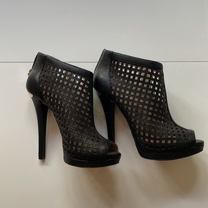 Michael Kors Black Mesh Bootie 5.5 Inch Heels with Platform 9
